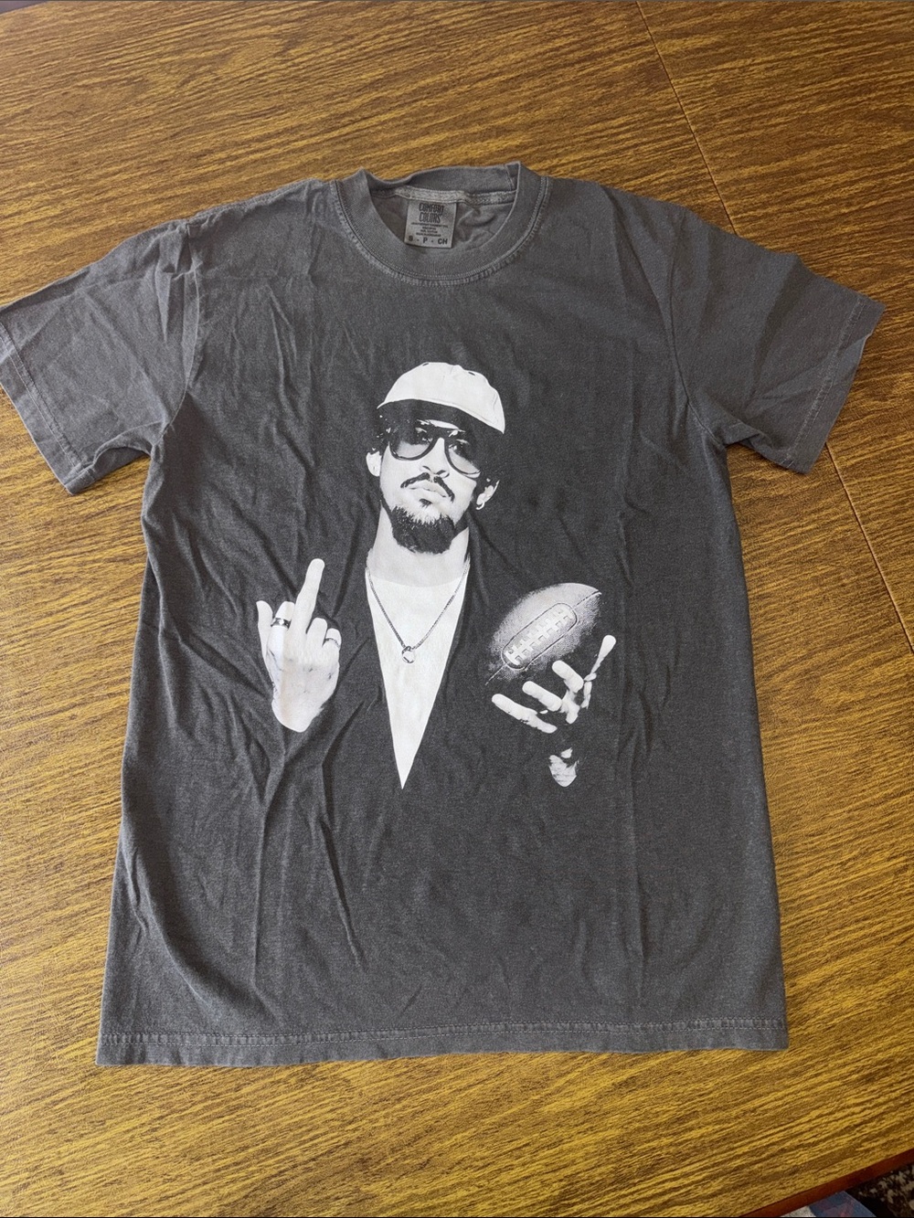 Black, Gray and White Bad Bunny Short-Sleeve Tee
